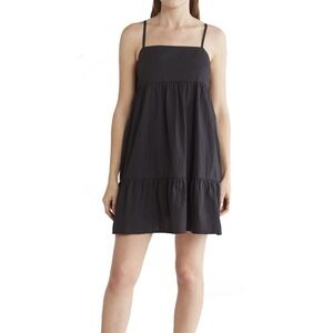 Abound Black Tiered Cotton Mini BabyDoll Dress Size Medium